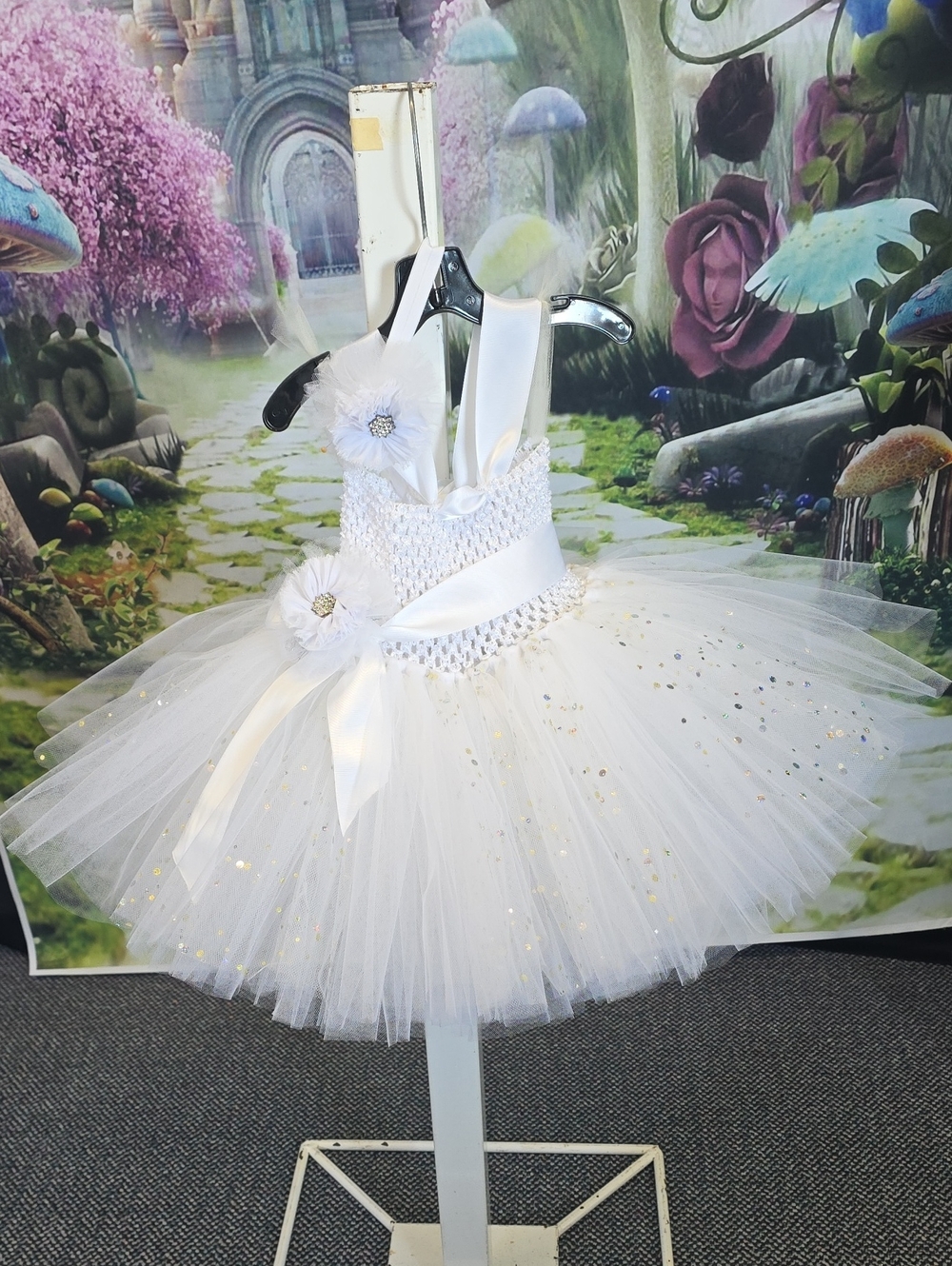White Sequin Tulle Baby Tutu